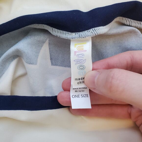 NEW LuLaRoe Navy Cream Star Leggings - Picture 6 of 7